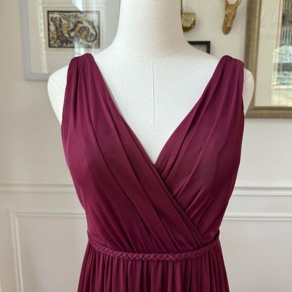 Azazie Burgundy Grecian Style Formal Dress Gown 6 - Picture 2 of 5